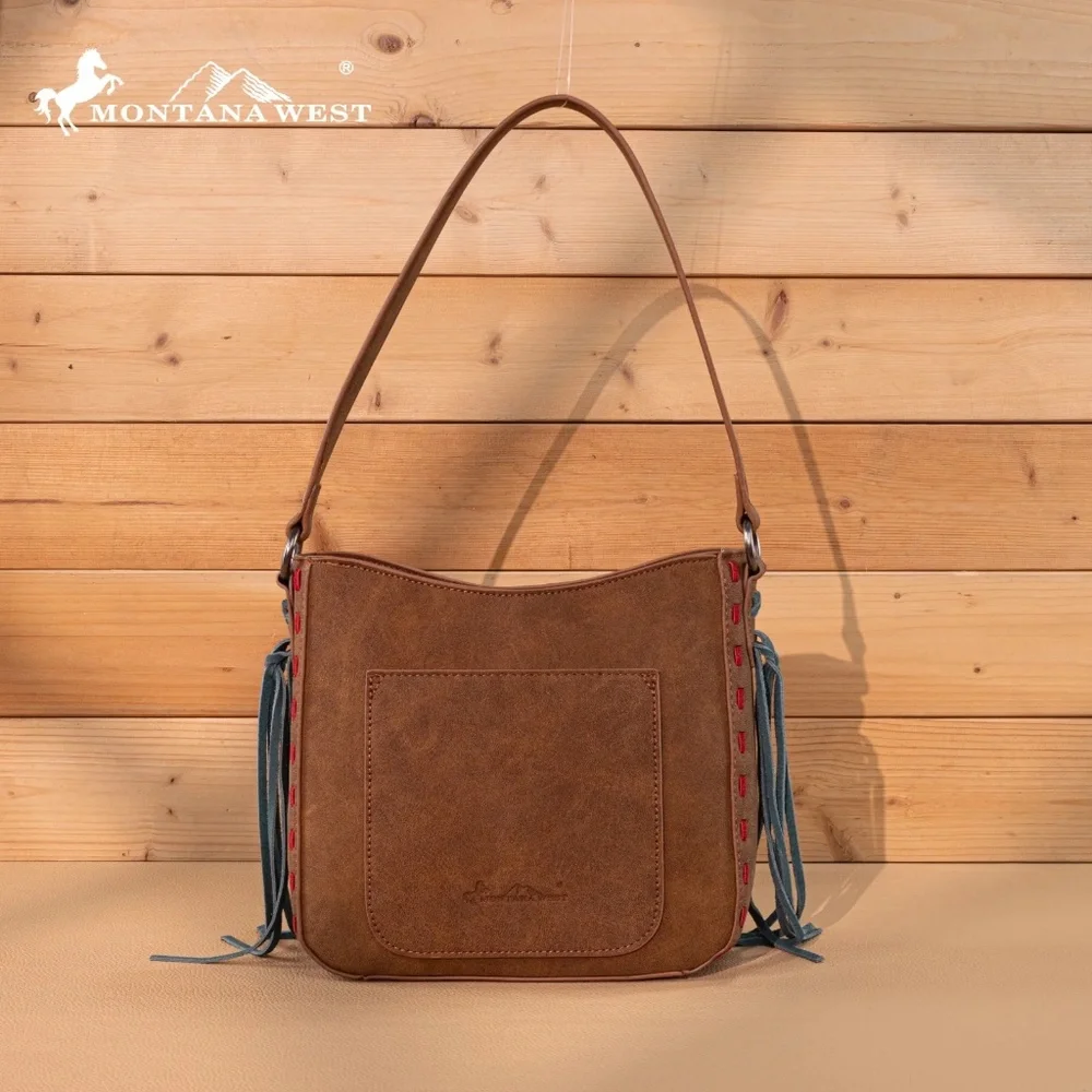 Montana West Embroidered Hobo Bag Brown
